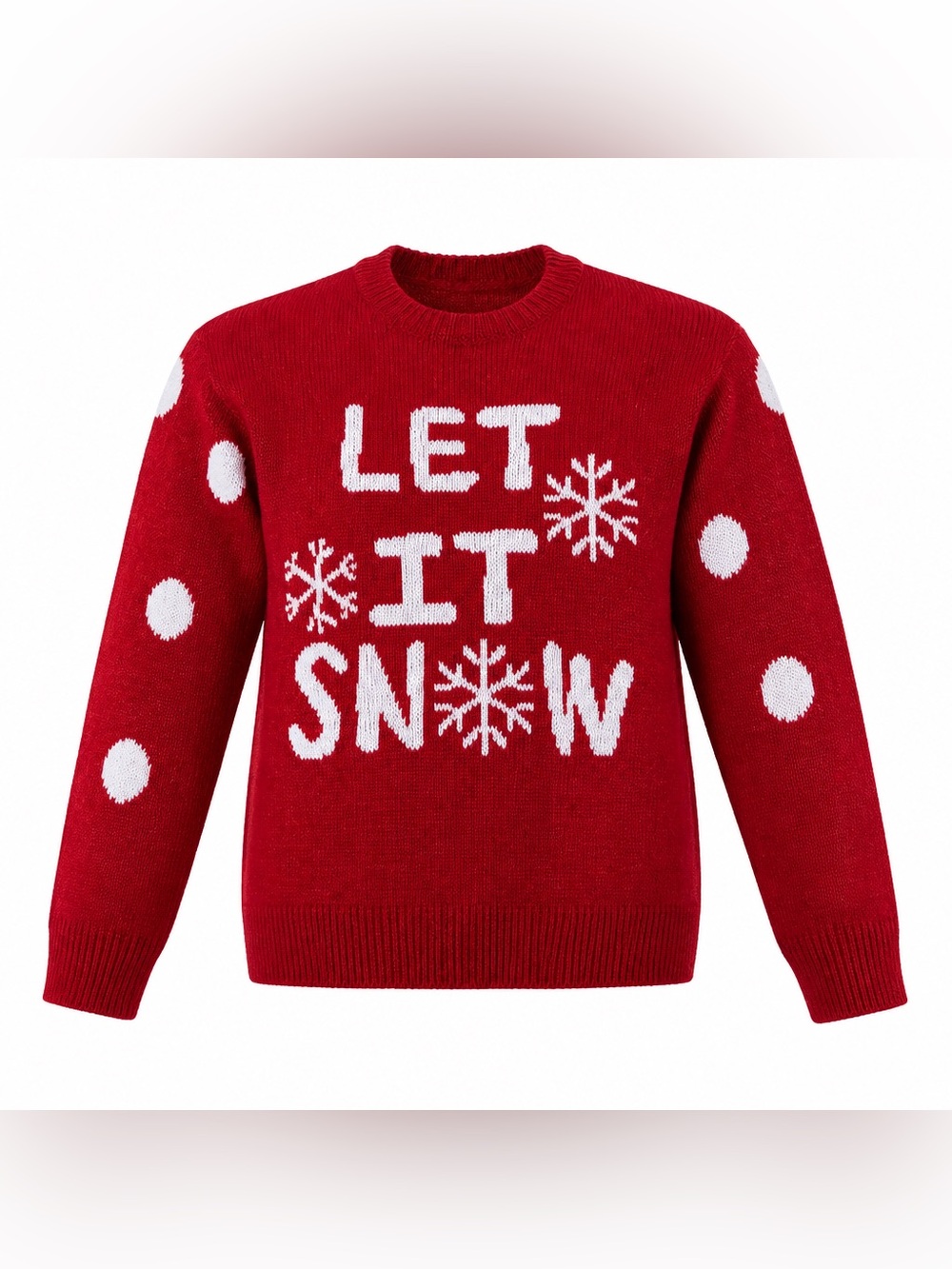 Men’s Red 'Let It Snow' Crewneck Holiday Sweater Size M